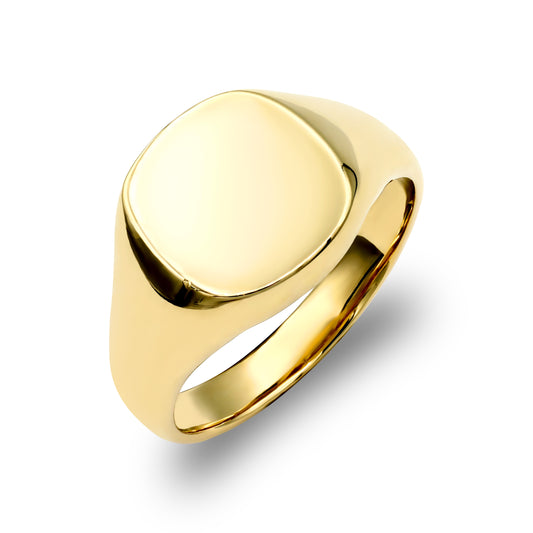 Mens Solid 9ct Gold  Square Cushion Signet Ring - JRN148