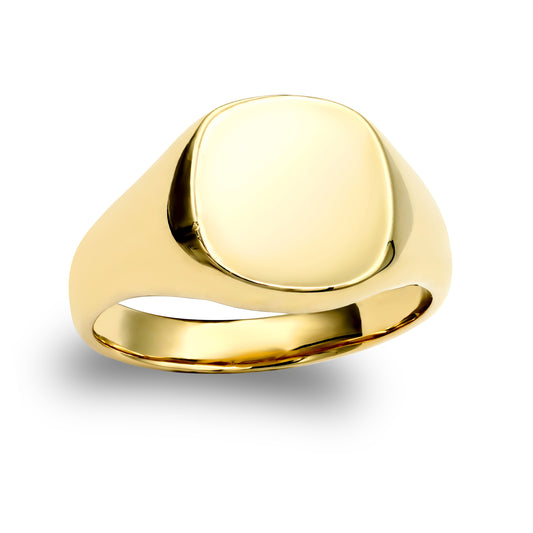 Mens Solid 9ct Gold  Square Cushion Signet Ring - JRN148