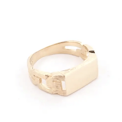 Mens Solid 9ct Gold  Curb Link Rectangular Signet Ring 13x7mm - JRN153