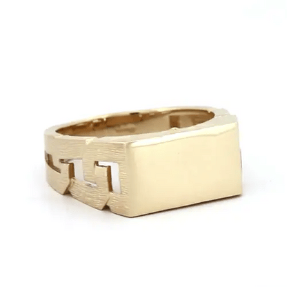 Mens Solid 9ct Gold  Curb Link Rectangular Signet Ring - JRN154