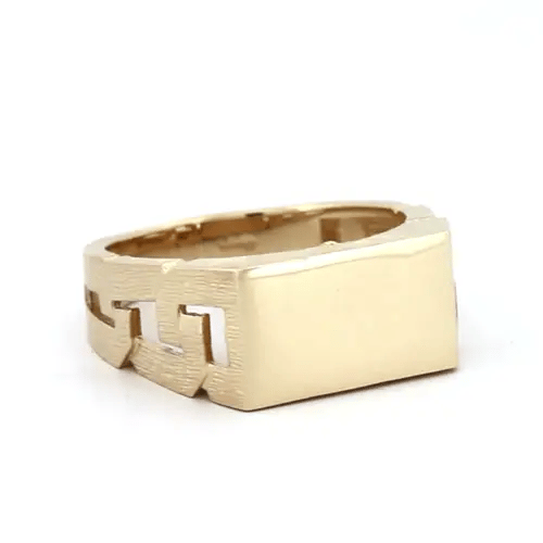 Mens Solid 9ct Gold  Curb Link Rectangular Signet Ring - JRN154