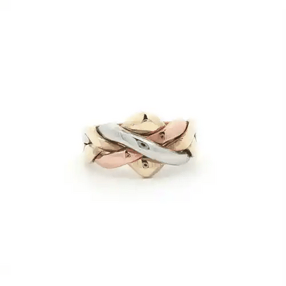 Unisex Solid 9ct Yellow White and Rose Gold  4 Piece Puzzle Ring - JRN159