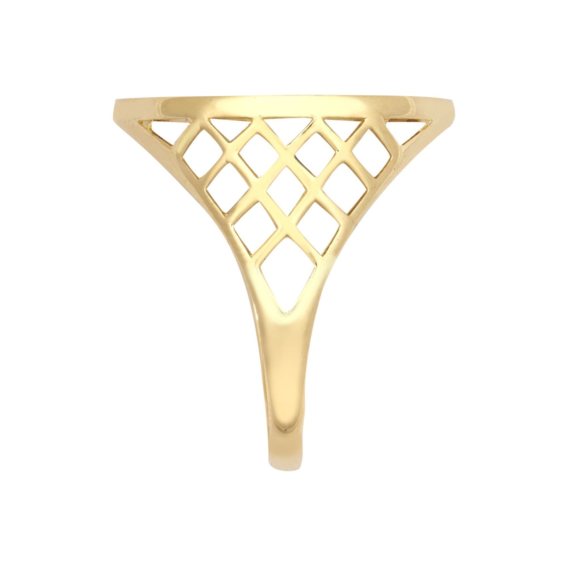 9ct Gold  St George Dragon Slayer Basket Half-Sovereign-Size Ring - JRN165