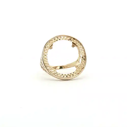 Men's Solid 9ct Gold  Basket Half Sovereign Coin Mount Ring - JRN168-H