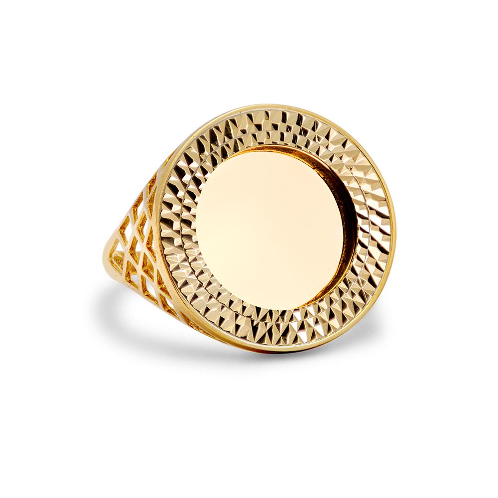9ct Gold  Basket Quarter Sovereign Coin Mount Ring - Silver Cup - JRN168-Q