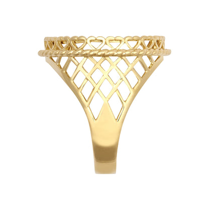 9ct Gold  Rope Edge Basket St George Ring (Full Sov Size) - JRN169-F