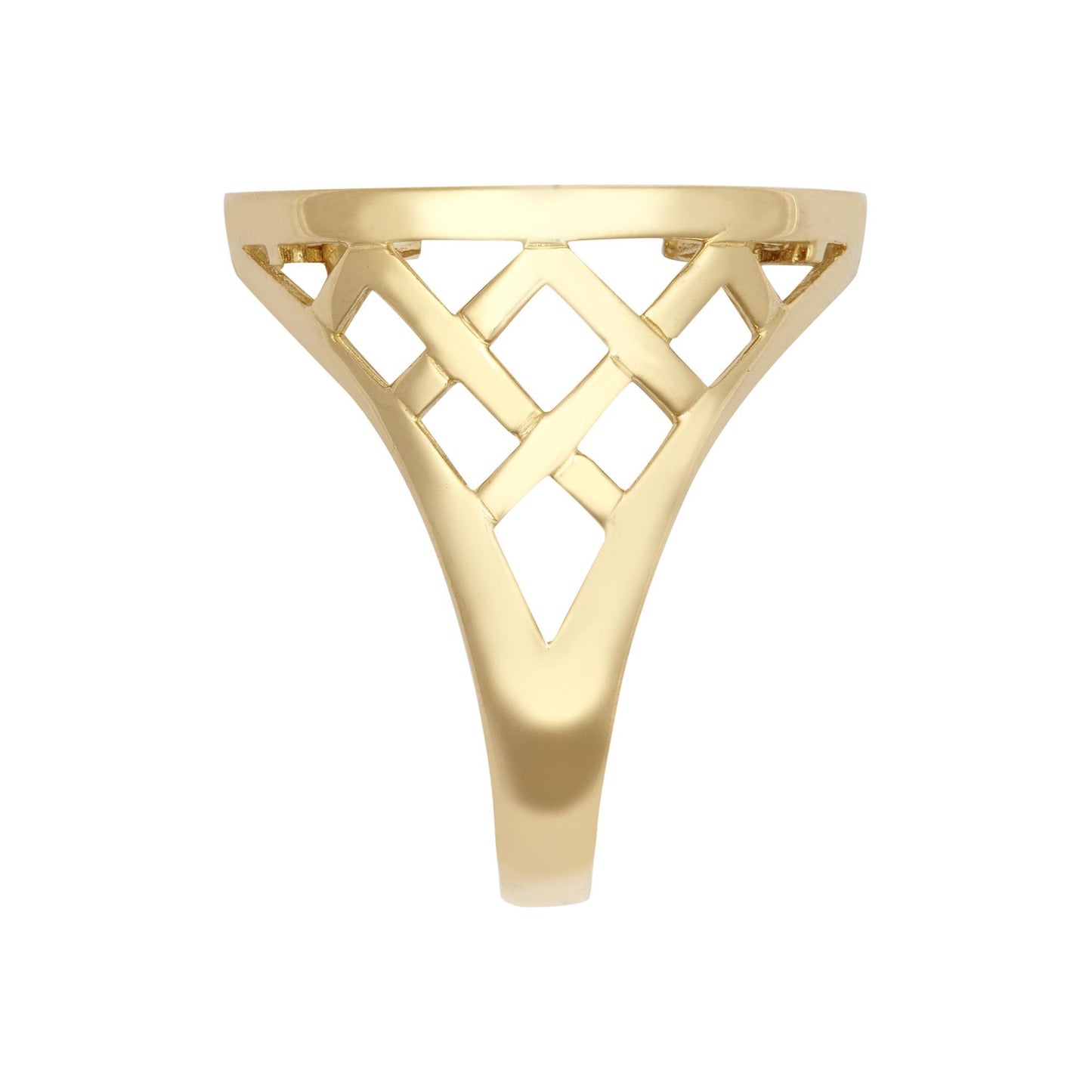 9ct Gold  Thick Basket Half Sovereign Mount Ring - JRN170-H