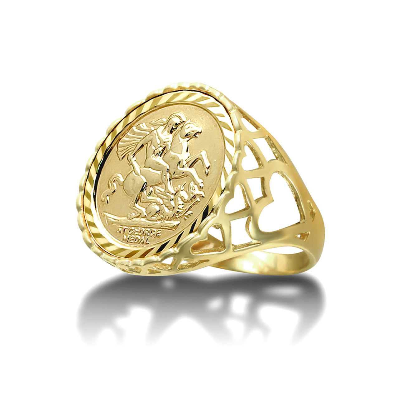 9ct Gold  Loves St George Ring (Half Sov Size) - JRN171-H