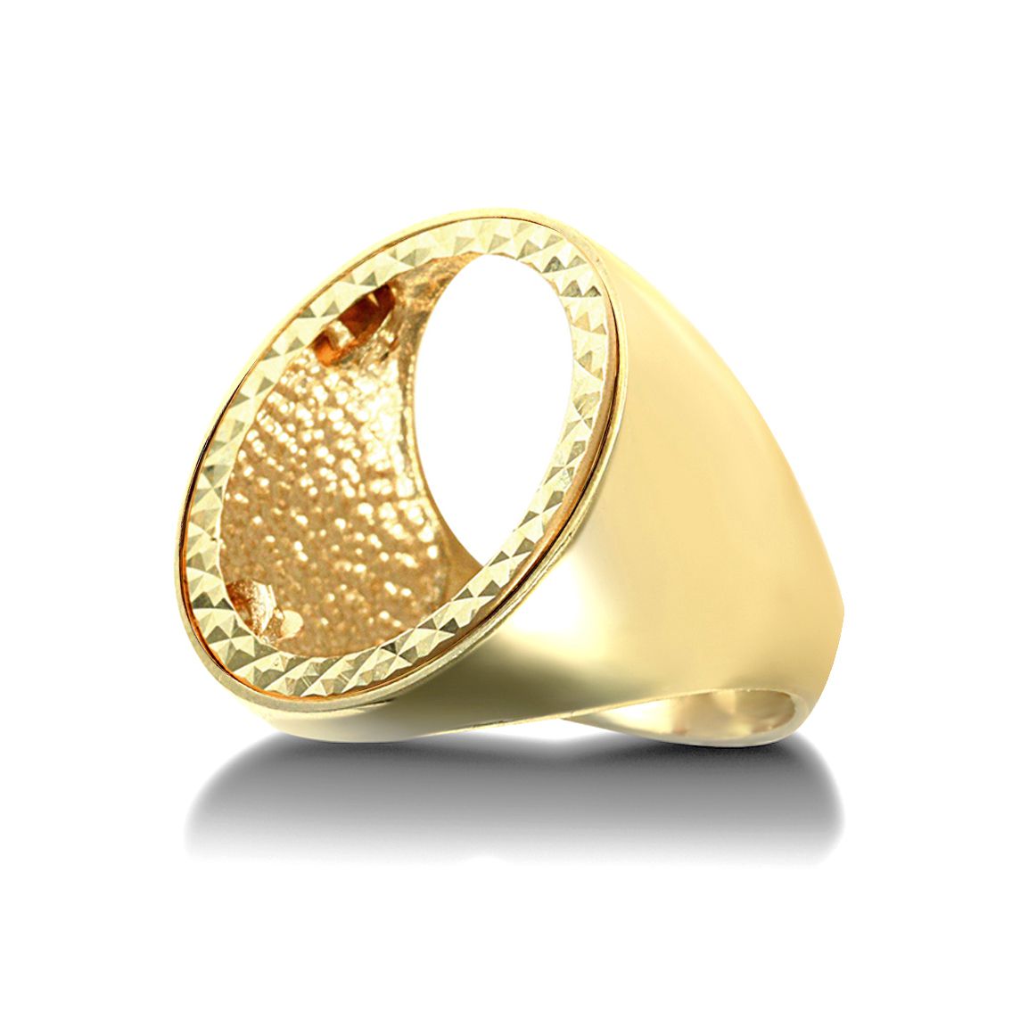 9ct Gold  Domed Polished Full Sovereign Mount Ring - JRN172-F