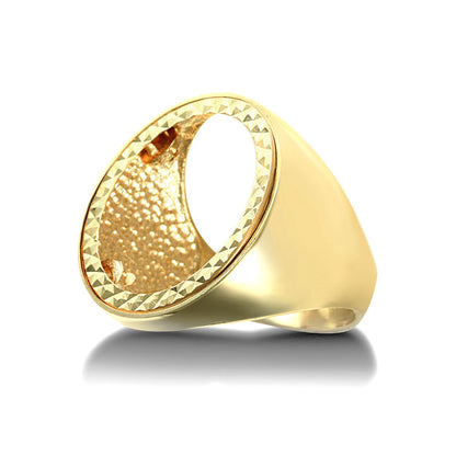9ct Gold  Domed Polished Full Sovereign Mount Ring - JRN172-F