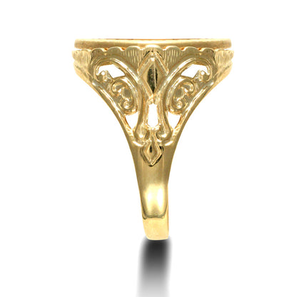 9ct Gold  Fleur De Lis Half Sovereign Mount Ring - JRN173-H
