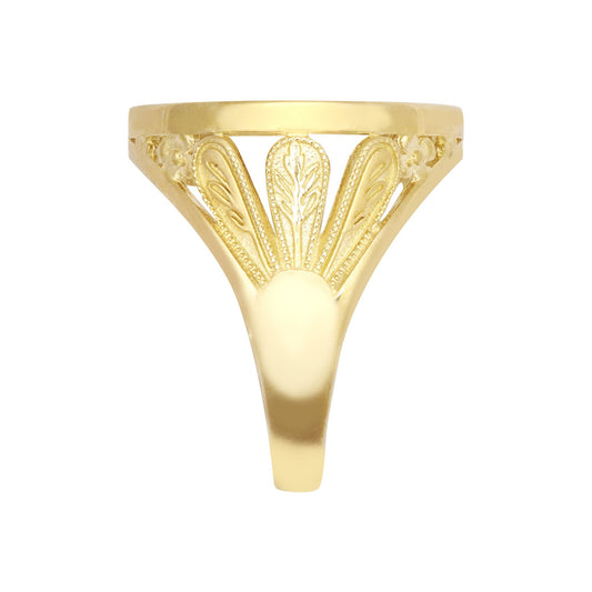 9ct Gold  Welsh Feather St George Ring (Full Sov Size) - JRN174-F