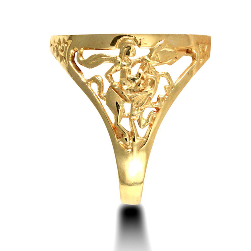 9ct Gold  Dragon Slayer St George Ring (Half Sov Size) - JRN175-H