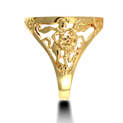 9ct Gold  Dragon Slayer St George Ring (Half Sov Size) - JRN175-H