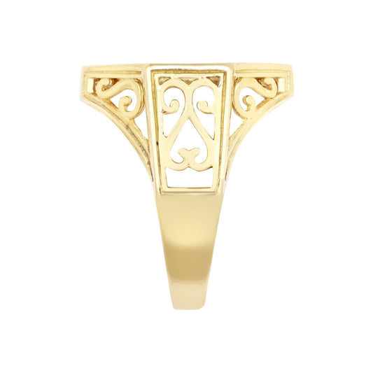 9ct Gold  Octagon Scroll 10th Oz Kruger Brittania Coin Mount Ring - JRN179-T