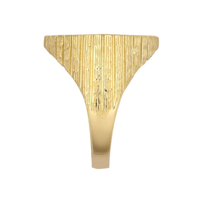 9ct Gold  Tree Bark Quarter Sovereign Coin Mount Ring - Silver Cup - JRN183-Q