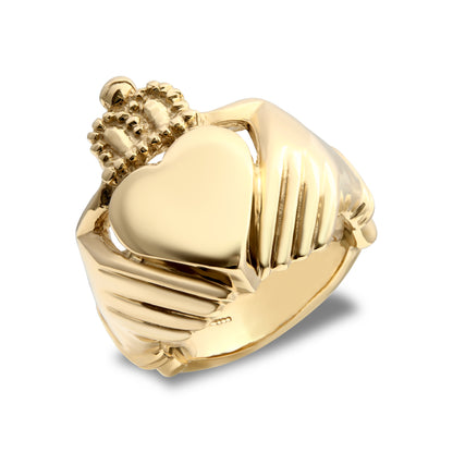 Mens Solid 9ct Gold  Claddagh (Chladaigh) Ring - JRN347