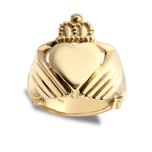 Mens Solid 9ct Gold  Claddagh (Chladaigh) Ring - JRN347