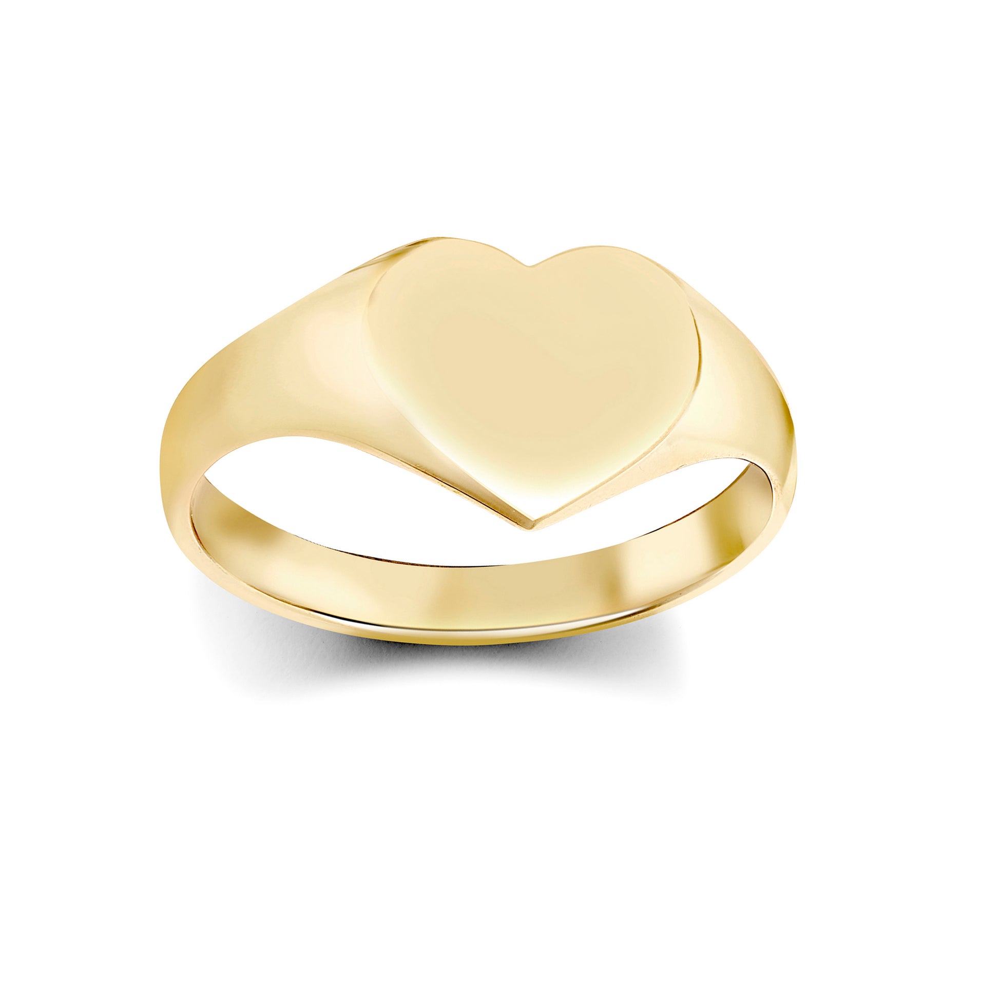 Ladies Solid 9ct Gold  Love Heart Signet Ring - JRN458