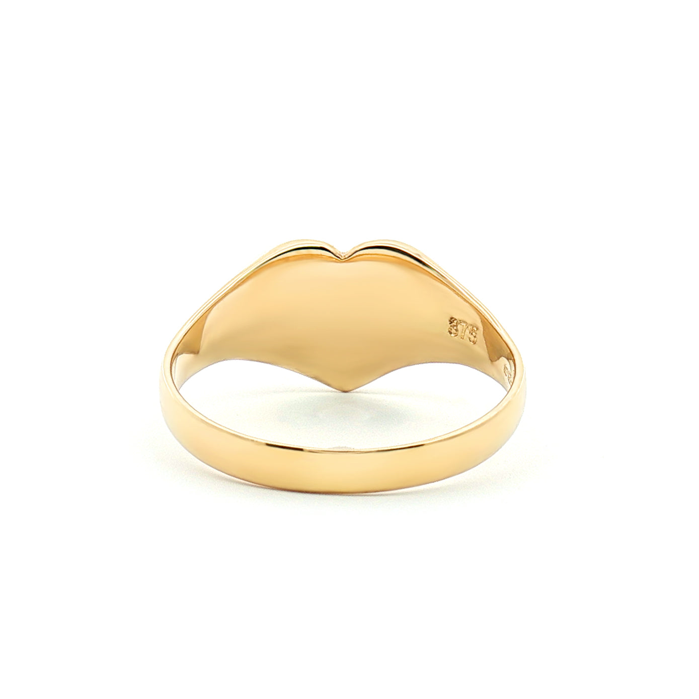 Ladies Solid 9ct Gold  Diamond Cut Love Heart Signet Ring - JRN459