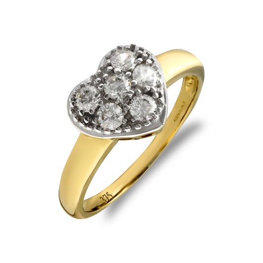 9ct 2-Colour Gold  CZ Pave Love Ring - JRN466