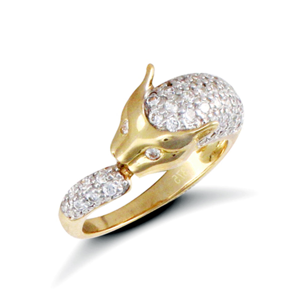 9ct Gold  CZ Panther Wrap Ring - JRN476
