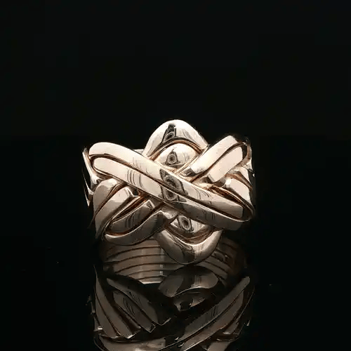 Mens Solid 9ct Gold  8 Piece Puzzle Ring - JRN489