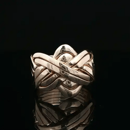 Mens Solid 9ct Gold  8 Piece Puzzle Ring - JRN489