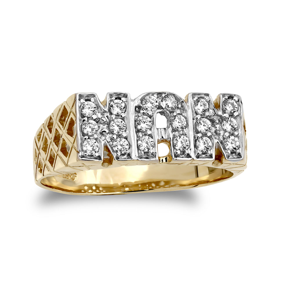 9ct Gold  CZ Basket Sides Pave NAN Ring - JRN500