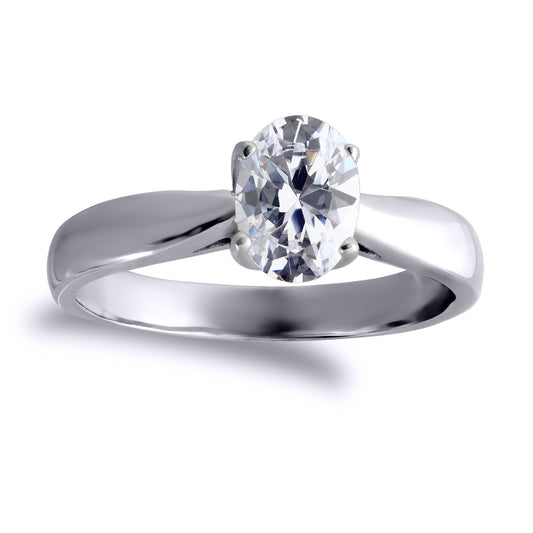 9ct White Gold  CZ Solitaire Engagement Ring - JRN507