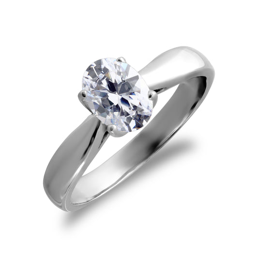 9ct White Gold  CZ Solitaire Engagement Ring - JRN507