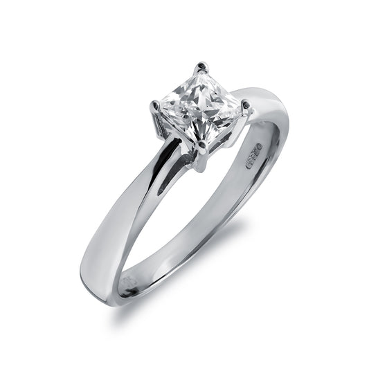 9ct White Gold  CZ Solitaire Engagement Ring - JRN508
