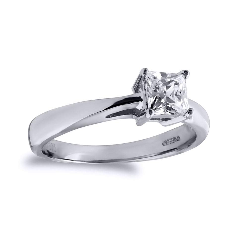 9ct White Gold  CZ Solitaire Engagement Ring - JRN508