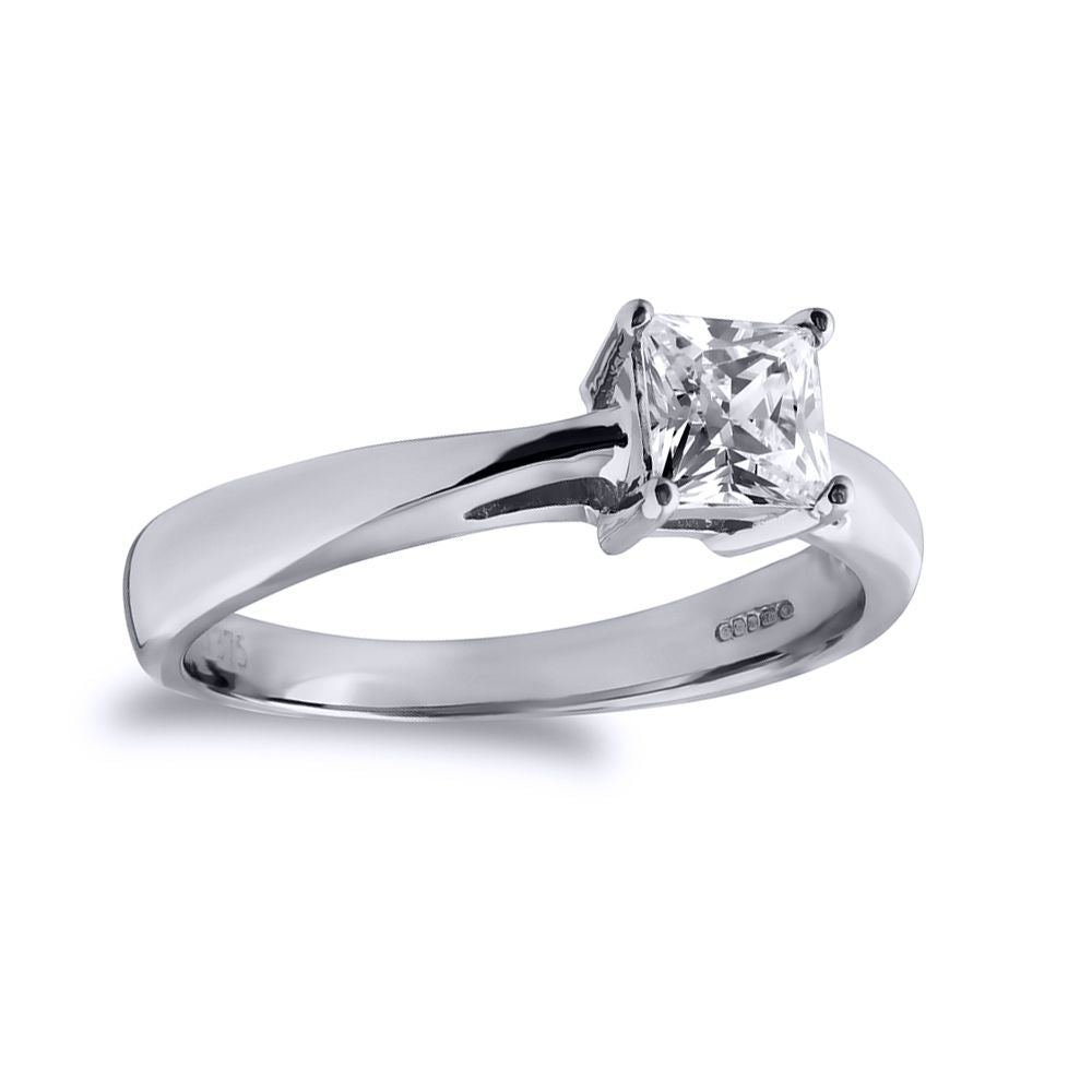 9ct White Gold  CZ Solitaire Engagement Ring 4.5mm 0.50cts - JRN508