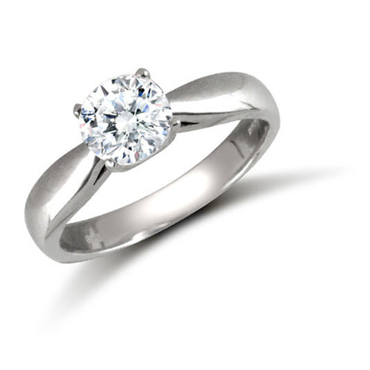 9ct White Gold  CZ Solitaire Engagement Ring - JRN510