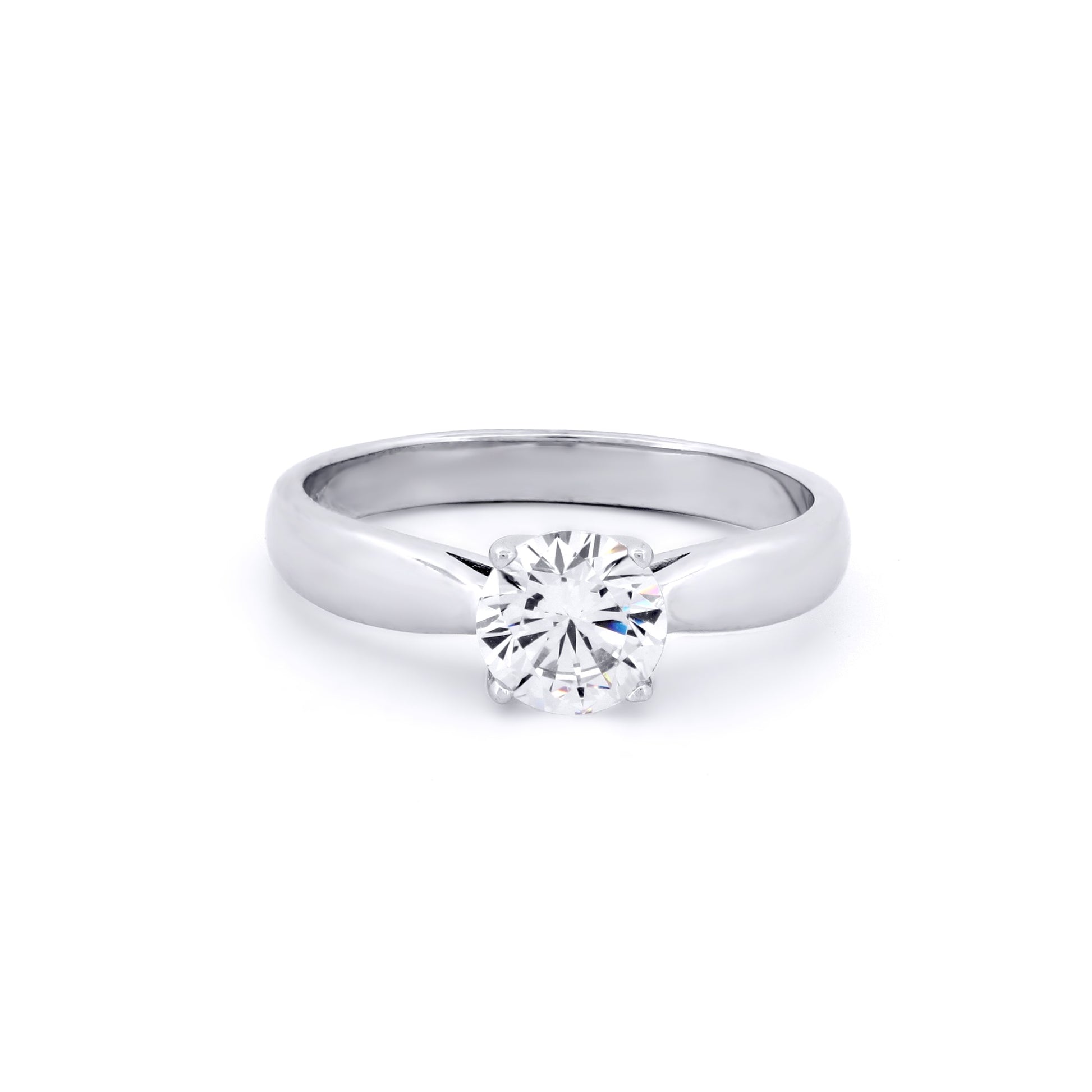 9ct White Gold  CZ Solitaire Engagement Ring - JRN510