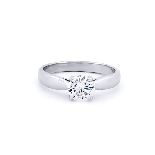 9ct White Gold  CZ Solitaire Engagement Ring 6.5mm 1.00cts - JRN510