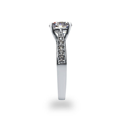 9ct White Gold  CZ Solitaire Shoulder Engagement Ring 7mm 1.25cts - JRN511