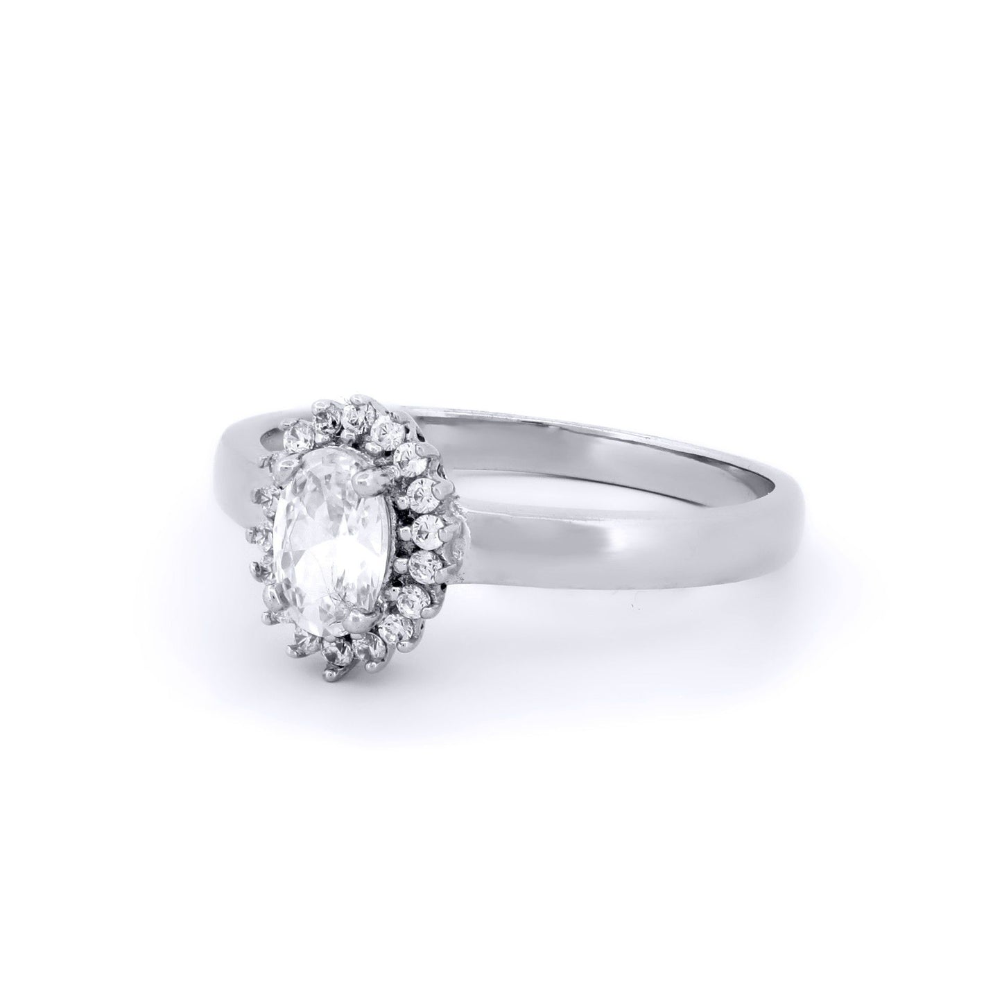 9ct White Gold  CZ Royal Princess Style Oval Cluster Ring - JRN516