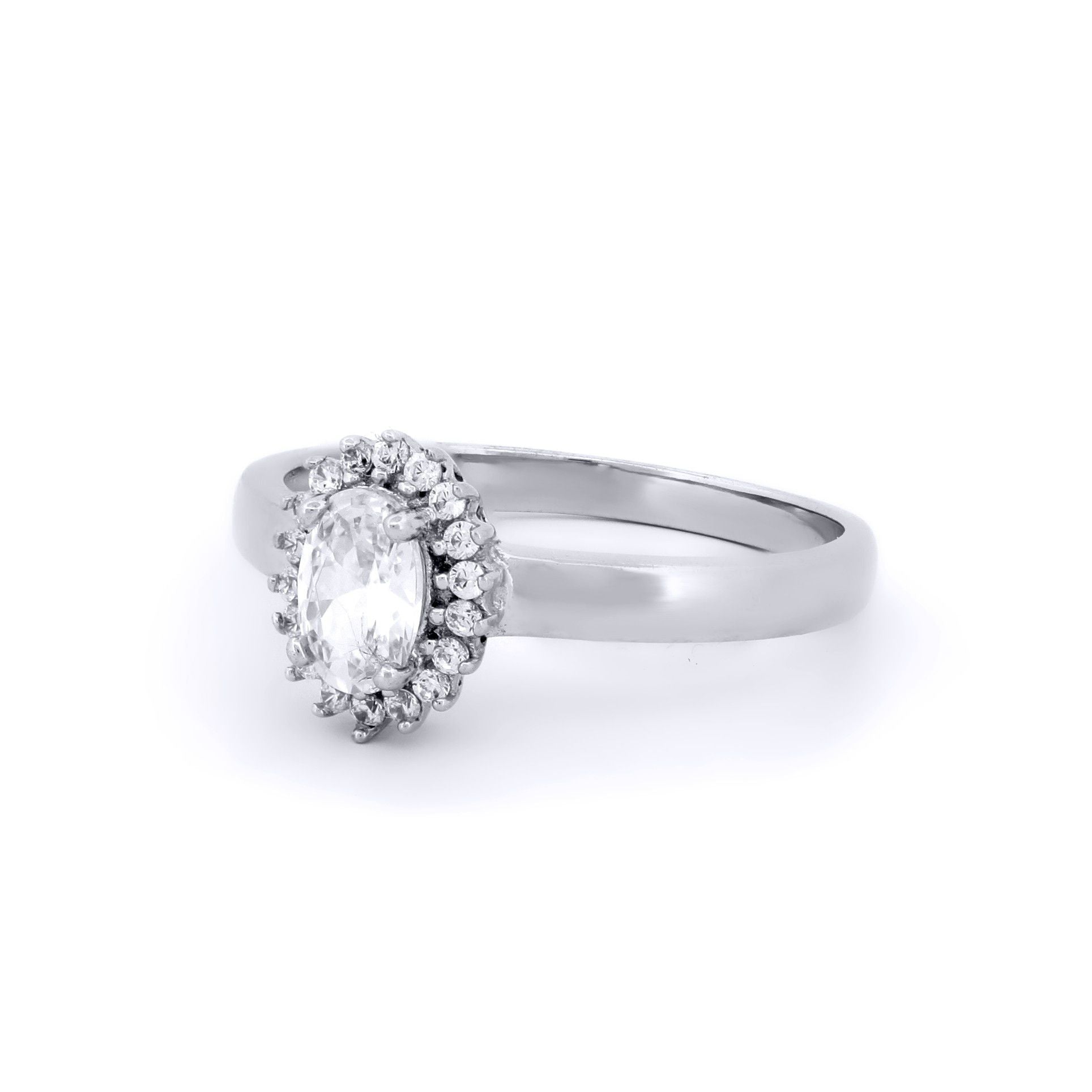 9ct White Gold  CZ Royal Princess Style Oval Cluster Ring - JRN516