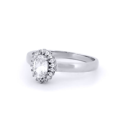 9ct White Gold  CZ Royal Princess Style Oval Cluster Ring - JRN516