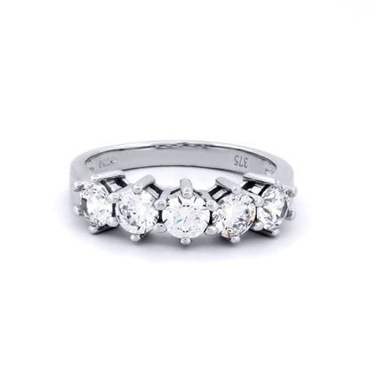 9ct White Gold  CZ 5 Stone Eternity Ring 4mm 1.25cts - JRN525