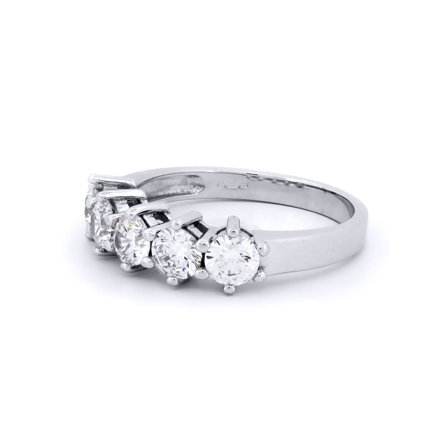 9ct White Gold  CZ 5 Stone Eternity Ring 4mm 1.25cts - JRN525