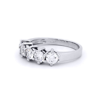 9ct White Gold  CZ 5 Stone Eternity Ring 4mm 1.25cts - JRN525