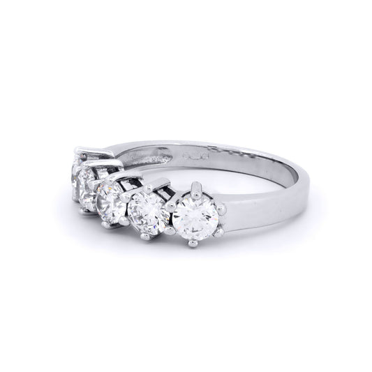 9ct White Gold  CZ 5 Stone Eternity Ring 4mm 1.25cts - JRN525
