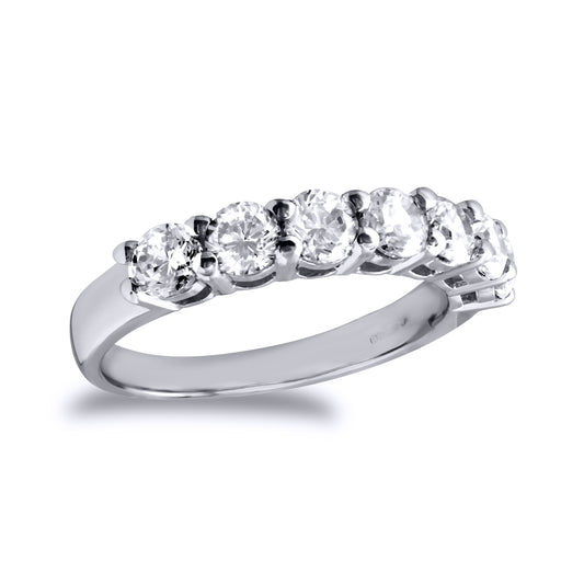 9ct White Gold  CZ 7 Stone Eternity Ring - JRN526