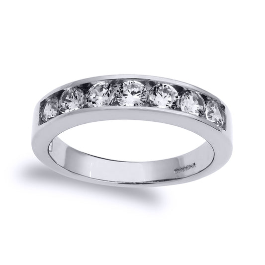 9ct White Gold  CZ 7 Stone Eternity Ring - JRN528