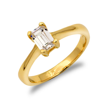 9ct Gold  CZ Solitaire Engagement Ring - JRN532
