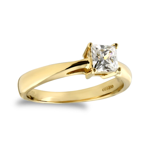 9ct Gold  CZ Solitaire Engagement Ring - JRN533