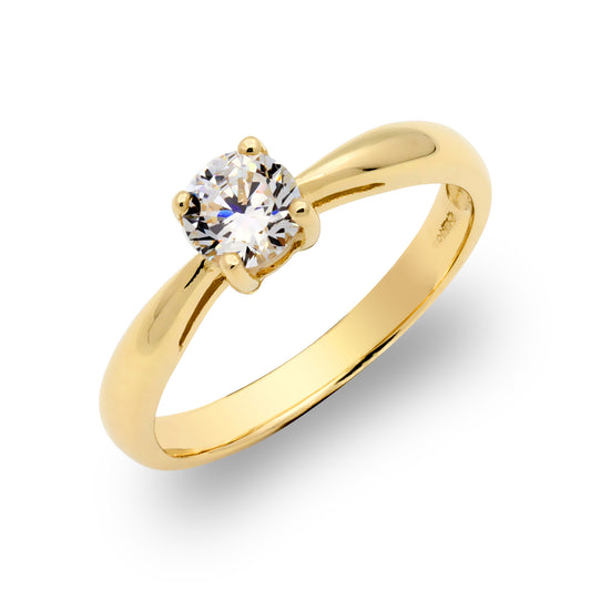 9ct Gold  CZ Solitaire Engagement Ring - JRN534